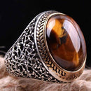 Jewelry 925 Sterling Silver Tigers Eye Stone Mens Mans Ring silverbazaaristanbul 