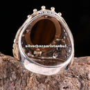 King 925 Sterling Silver Natural Tigers Eye Stone Mens Ring silverbazaaristanbul 