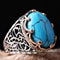 King Turquoise Stone Jewelry 925 Sterling Silver Mens Ring silverbazaaristanbul 