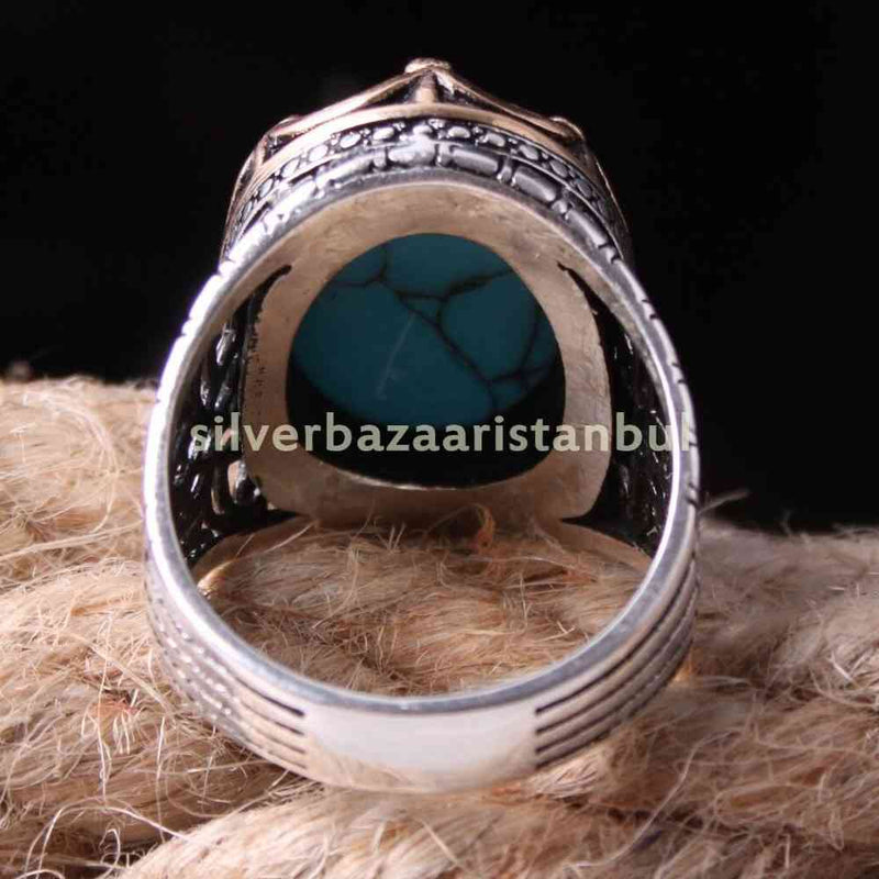 King Turquoise Stone Jewelry 925 Sterling Silver Mens Ring silverbazaaristanbul 