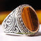 Leaf Design Natural Tigers Eye Stone 925 Sterling Silver Mens Ring silverbazaaristanbul 