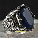 Lion Claw Handmade 925 Sterling Silver Sapphire Vintage Mens Ring silverbazaaristanbul 