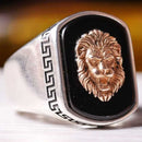 Lion Head Black Onyx Stone 925 Sterling Silver Handmade Mens Ring silverbazaaristanbul 