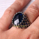 Lions Mane 925 Sterling Silver Luxury Sapphire Stone Mens Ring silverbazaaristanbul 