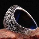 Lux 925 Sterling Silver Blue Sapphire Stone Mens Solid Ring silverbazaaristanbul 
