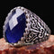 Lux 925 Sterling Silver Blue Sapphire Stone Mens Solid Ring silverbazaaristanbul 