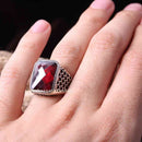 Lux Ruby Stone Jewelry Solid 925 Sterling Silver Mens Ring silverbazaaristanbul 