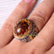 Luxury 925 Sterling Silver Fossil Amber and Sapphire Stone Mens Ring silverbazaaristanbul 