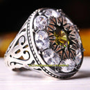 Luxury 925 Sterling Silver Peridot and Zircon Stone Mens Ring silverbazaaristanbul 