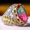 Luxury 925 Sterling Silver Red Green Tourmaline and Emerald Mens Ring silverbazaaristanbul 