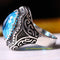 Luxury Aquamarine and Sapphire Stone 925 Sterling Silver Mens Ring silverbazaaristanbul 