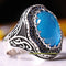 Luxury Aquamarine and Sapphire Stone 925 Sterling Silver Mens Ring silverbazaaristanbul 