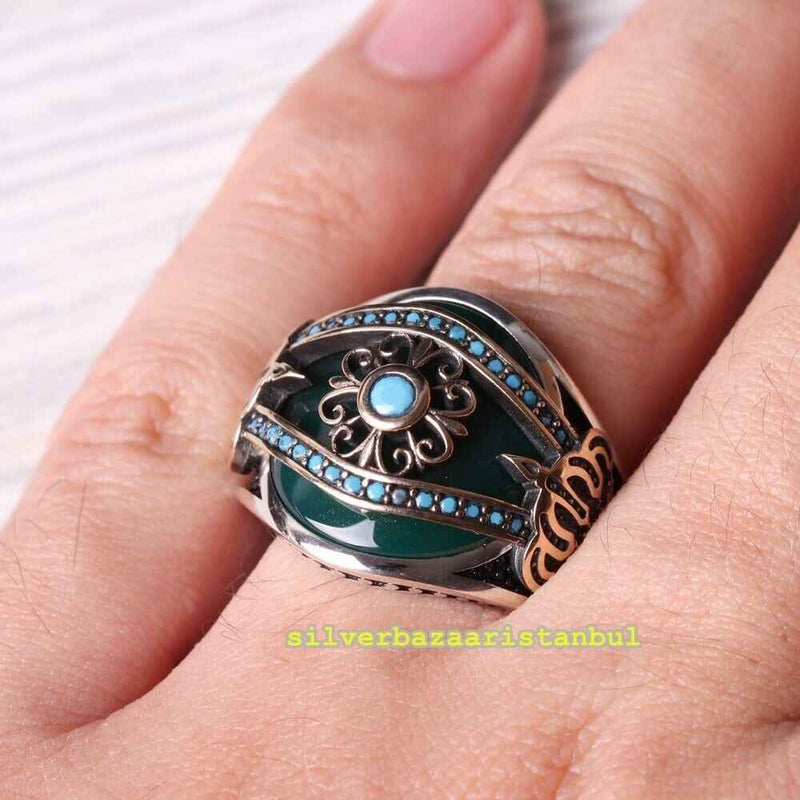 Copy of 925 Sterling Eagle Sapphire and Onyx Stone Mens Ring silverbazaaristanbul 