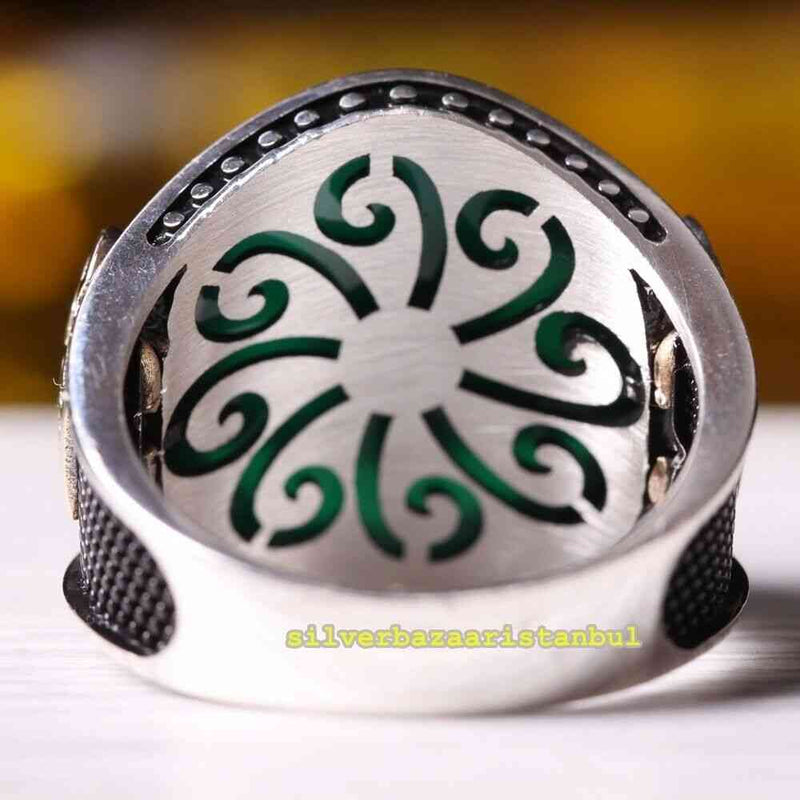 Copy of 925 Sterling Eagle Sapphire and Onyx Stone Mens Ring silverbazaaristanbul 