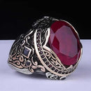 Luxury Cut Ruby and Onyx Multi Stone 925 Sterling Silver Ring for Men silverbazaaristanbul 
