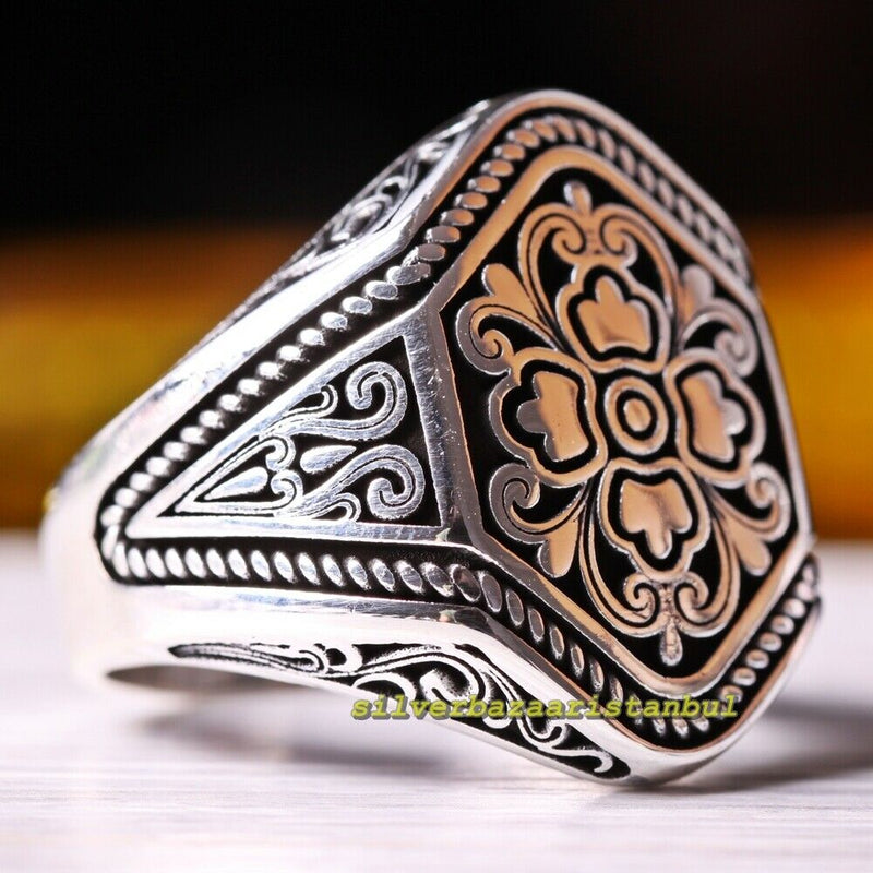 Luxury Design No Stone Handmade 925 Sterling Silver Mens Ring silverbazaaristanbul 