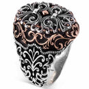 Luxury Engraved 925 Sterling Silver No Stone Mens Ring silverbazaaristanbul 