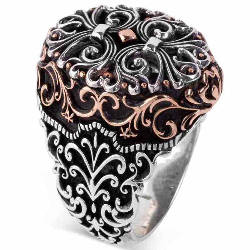 Luxury Engraved 925 Sterling Silver No Stone Mens Ring silverbazaaristanbul 