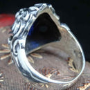 Luxury Lion Design 925 Silver Sapphire Stone Mens Ring silverbazaaristanbul 
