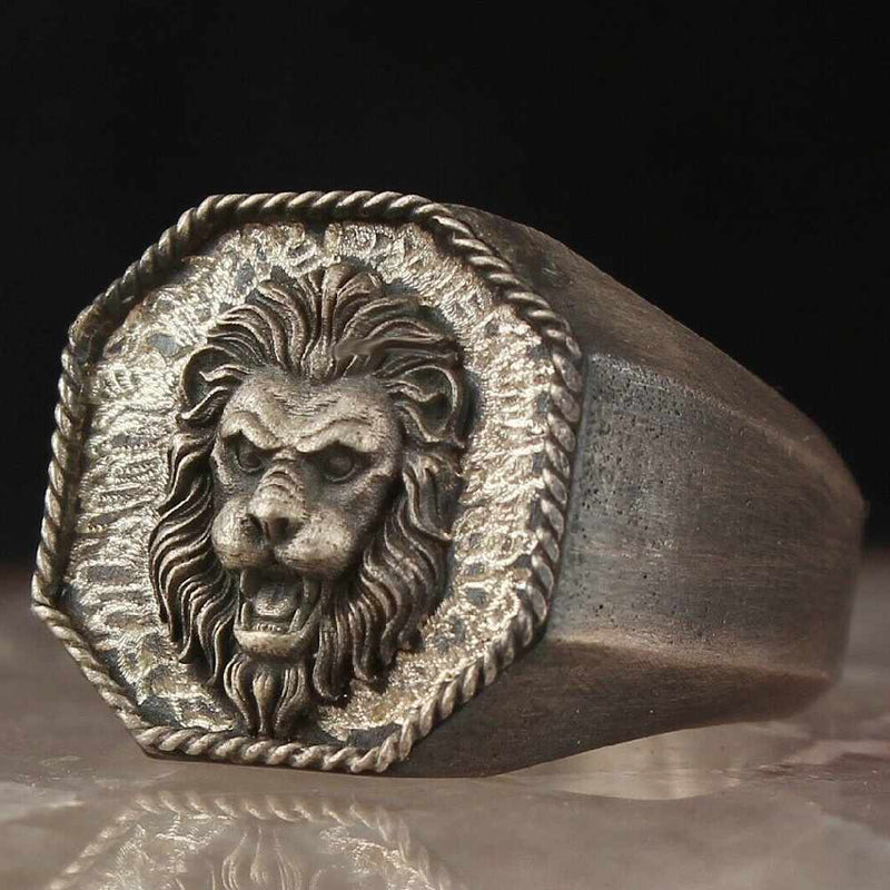 Luxury Lion Head Elegant 925 Sterling Silver No Stone Mens Ring silverbazaaristanbul 