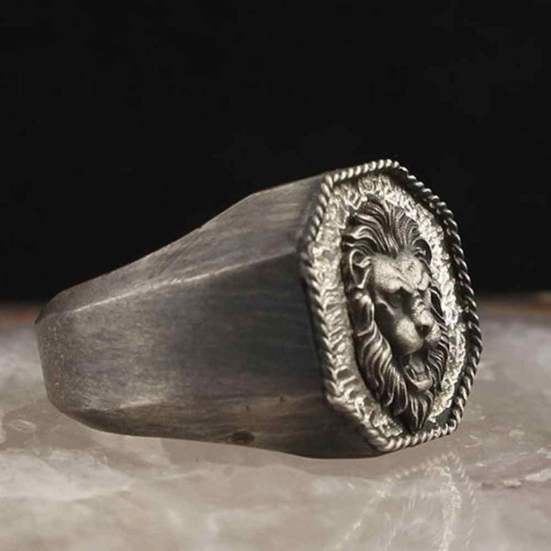 Luxury Lion Head Elegant 925 Sterling Silver No Stone Mens Ring silverbazaaristanbul 