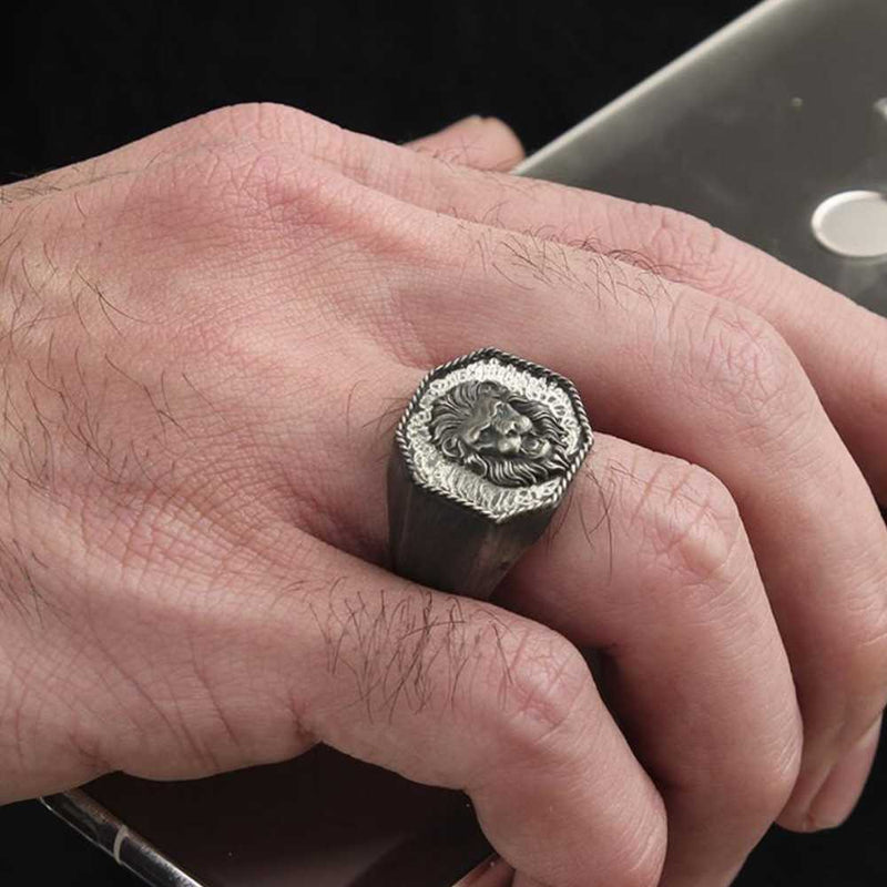 Luxury Lion Head Elegant 925 Sterling Silver No Stone Mens Ring silverbazaaristanbul 