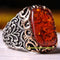 Luxury Natural Orange Amber Stone 925 Sterling Silver Mens Ring silverbazaaristanbul 