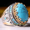 Luxury Oval Turquoise Stone Handmade 925 Sterling Silver Mens Ring silverbazaaristanbul 