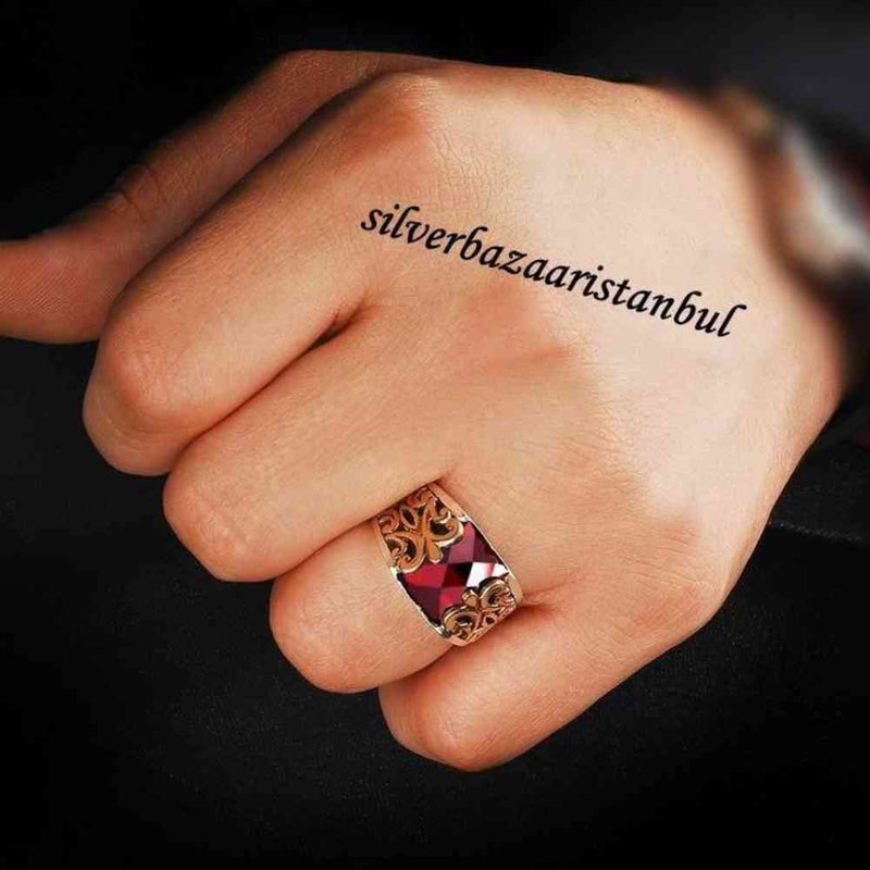 Luxury Ruby Stone Jewelry Handmade 925 Sterling Silver Mens Ring silverbazaaristanbul 