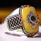 Mens Amber and Onyx Stone Exclusive 925 Sterling Silver Ring silverbazaaristanbul 
