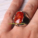 Mens Original Onyx and Amber Stone Exclusive 925 Sterling Silver Ring silverbazaaristanbul 