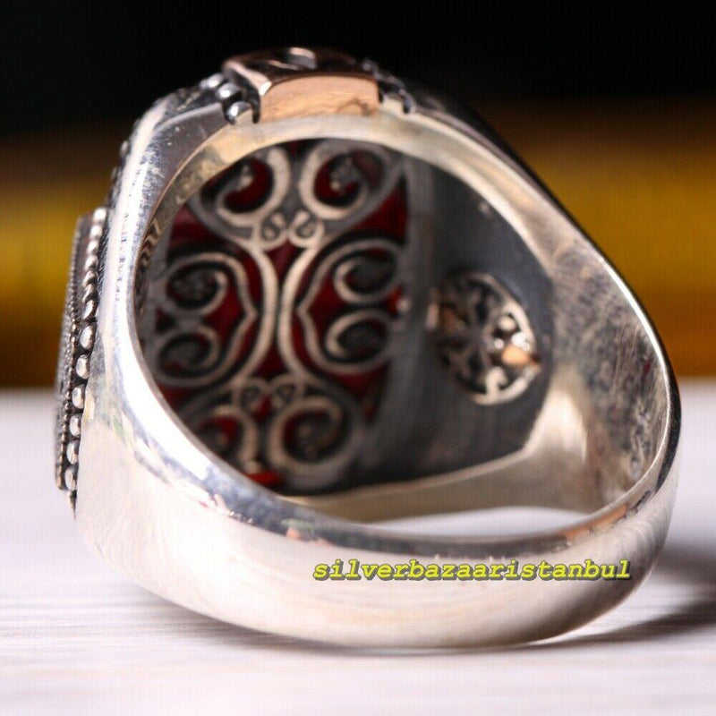 Mens Original Onyx and Amber Stone Exclusive 925 Sterling Silver Ring silverbazaaristanbul 