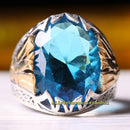 Mens Ring 925 Sterling Silver Handmade Jewelry Sweet Aquamarine Stone silverbazaaristanbul 