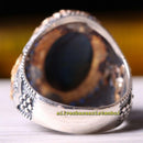 Men's Ring 925 Sterling Silver Handmade Natural Blue Tigers Eye Stone silverbazaaristanbul 
