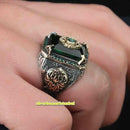 Most Popular Emerald Handmade 925 Sterling Silver Mens Ring silverbazaaristanbul 