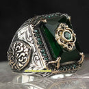 Most Popular Emerald Handmade 925 Sterling Silver Mens Ring silverbazaaristanbul 