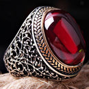 Most Selling Ruby Stone 925 Sterling Silver Elegant Mens Ring silverbazaaristanbul 