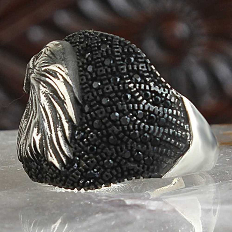 Multi Black Onyx Stone Eagle Style 925 Sterling Silver Mens Ring silverbazaaristanbul 