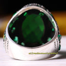 Multi Green Emerald Stones Handmade 925 Sterling Silver Mens Ring silverbazaaristanbul 