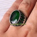 Multi Green Emerald Stones Handmade 925 Sterling Silver Mens Ring silverbazaaristanbul 