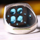 Multi Original Aquamarine Stone Luxury 925 Sterling Silver Mens Ring silverbazaaristanbul 