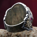 Multi Stone Luxury Green Tourmaline Stone 925 Silver Mens Ring silverbazaaristanbul 