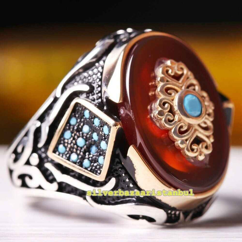 Copy of 925 Sterling Eagle Sapphire and Onyx Stone Mens Ring silverbazaaristanbul 