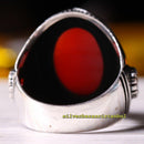 Natural Agate Aqeeq and Ruby Stone 925 Sterling Silver Mens Ring silverbazaaristanbul 