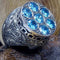 Natural Aquamarine Hand Engraved 925 Sterling Silver Mens Ring silverbazaaristanbul 