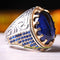Natural Blue Tigers Eye and Sapphire 925 Sterling Silver Mens Ring silverbazaaristanbul 