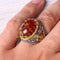 Natural Citrine and Fossil Amber Stone 925 Sterling Silver Mens Ring silverbazaaristanbul 