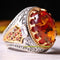 Natural Citrine and Fossil Amber Stone 925 Sterling Silver Mens Ring silverbazaaristanbul 