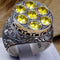 Natural Citrine Stone 925 Sterling Silver Hand Engraved Mens Ring silverbazaaristanbul 