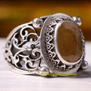 Natural Citrine Stone Turkish Handmade 925 Sterling Silver Mens Ring silverbazaaristanbul 
